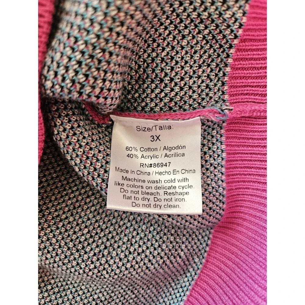 NWT Disney Minnie Mouse Bow Hot Pink Knit Long Sleeve Sweater Crew Neck, Plus 3X - Picture 8 of 8